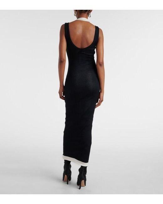 Jean Paul Gaultier Black Layered Cotton Jersey Maxi Dress