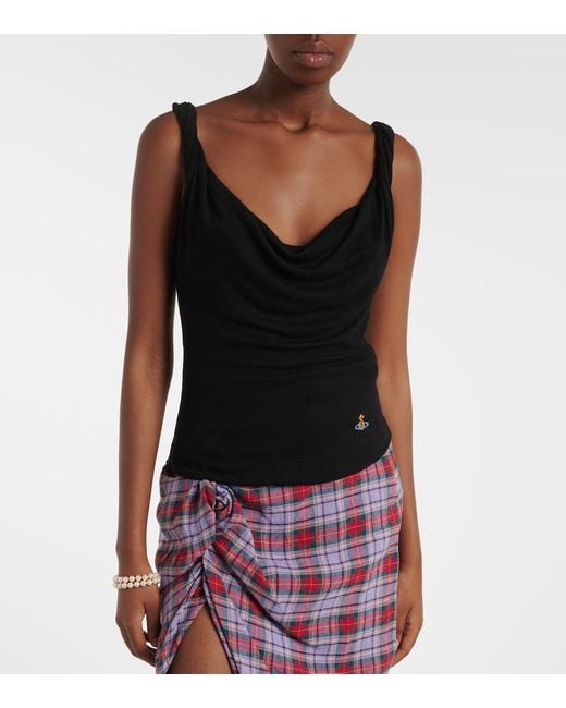 Vivienne Westwood Black Anna Ribbed-Knit Tank Top