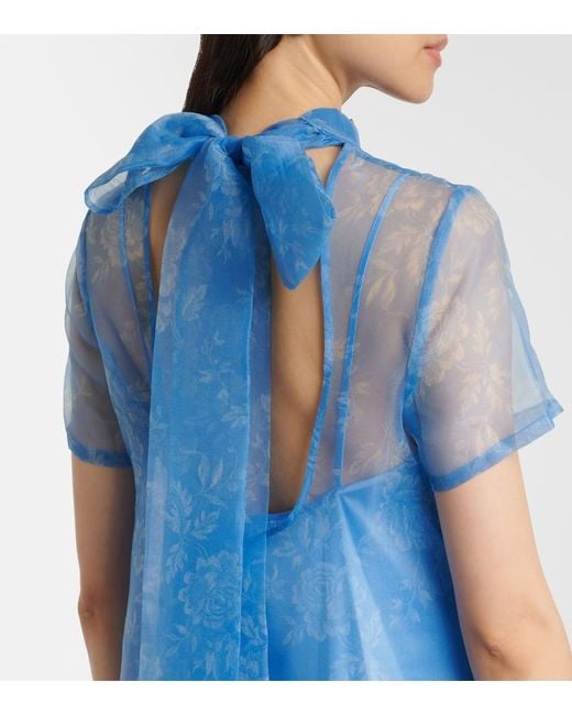 Staud Blue Calluna Floral Layered Dress