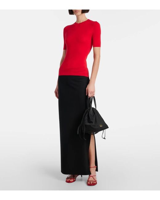 Khaite Black Rory Medium Leather-Trimmed Bucket Bag