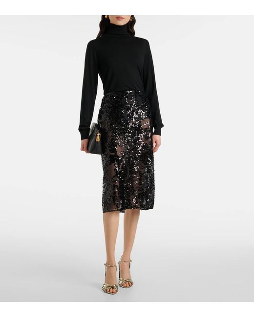 Victoria Beckham Black Midirock Mit Pailletten
