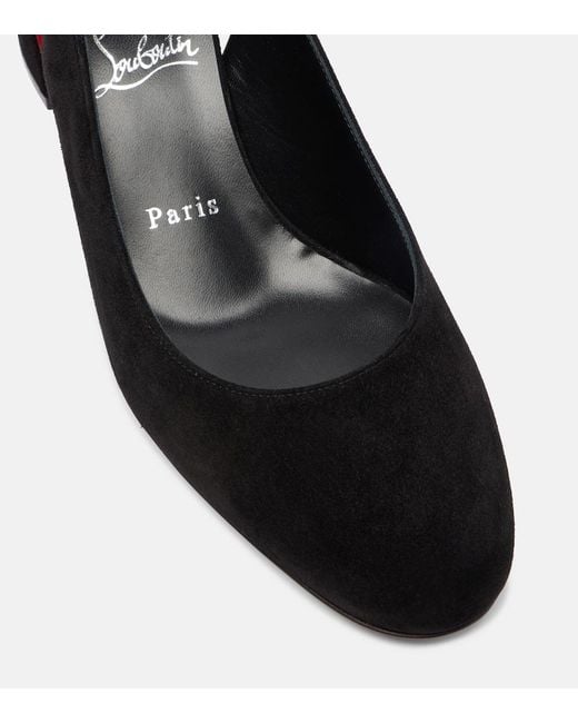 Christian Louboutin Black So Jane 55 Suede Slingback Pumps