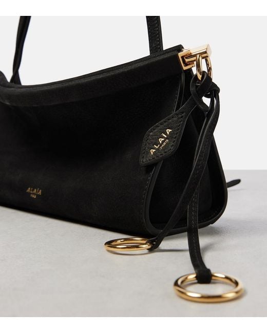 Alaïa Black Click E/W Small Textured-Nubuck Shoulder Bag