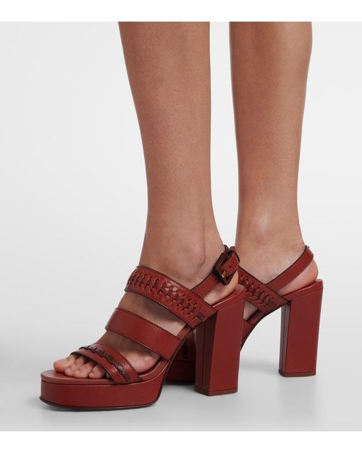 Zimmermann Red Alchemy Leather Platform Sandals