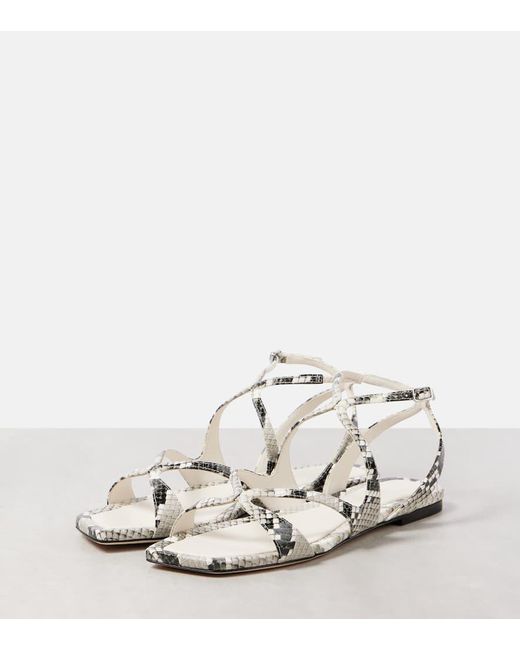 Jimmy Choo White Ayla Snake-effect Leather Sandals