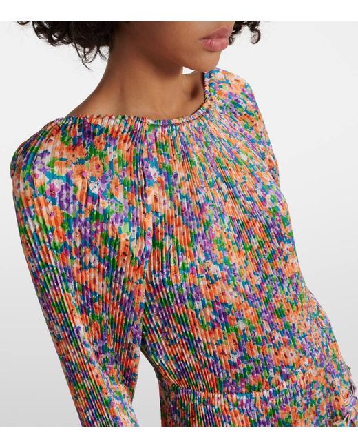 Vestido midi plisado floral Plan C de color Multicolor