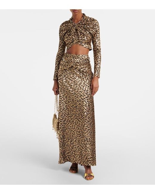 Rabanne Black Tiger-Print Metallic Top