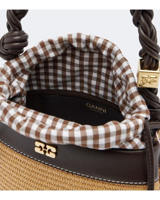 Ganni Natural Bou Small Raffia-Effect Bucket Bag
