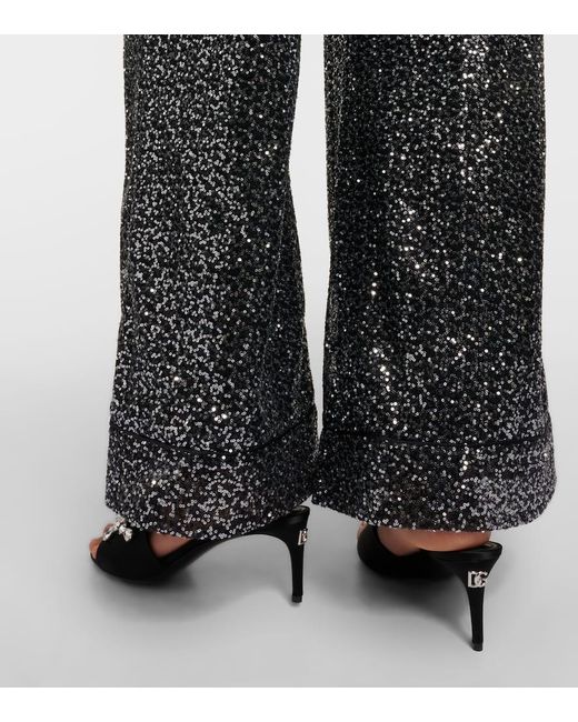 Sandali in raso con cristalli di Dolce & Gabbana in Black