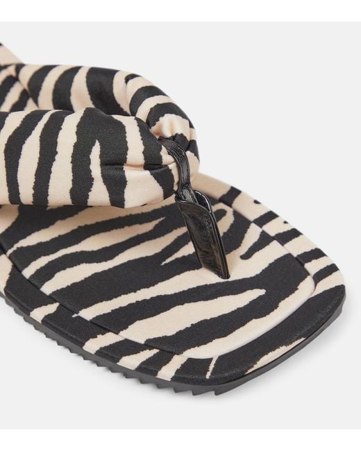 The Attico Black Zebra-Print Square Slides
