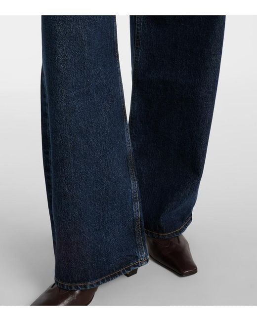 Agolde Blue Low Curve Mid-Rise Barrel-Leg Jeans