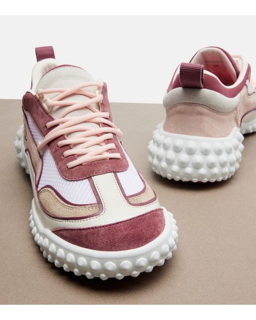 Christian Louboutin Pink Mara Suede And Mesh Sneakers
