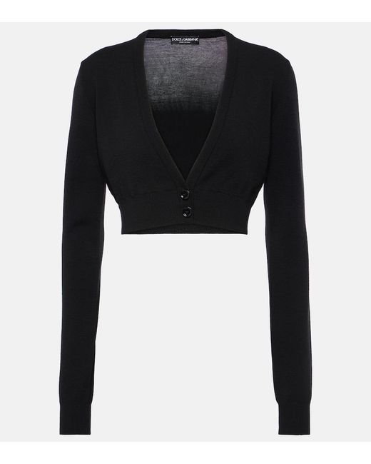 Dolce & Gabbana Black Cropped Virgin Wool Cardigan