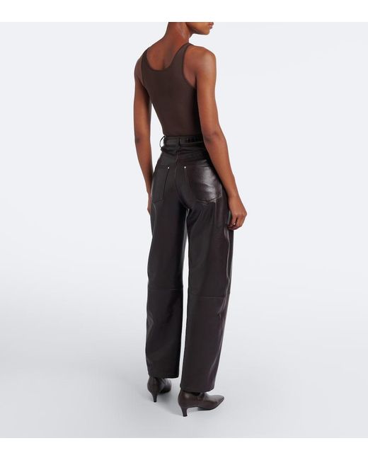 Arma Black Leather Wide-Leg Pants