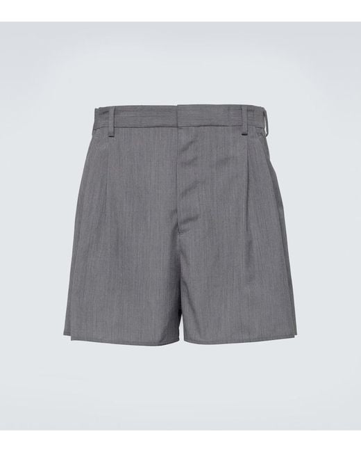 Prada High-Rise Shorts aus Wolle und Mohair in Gray für Herren