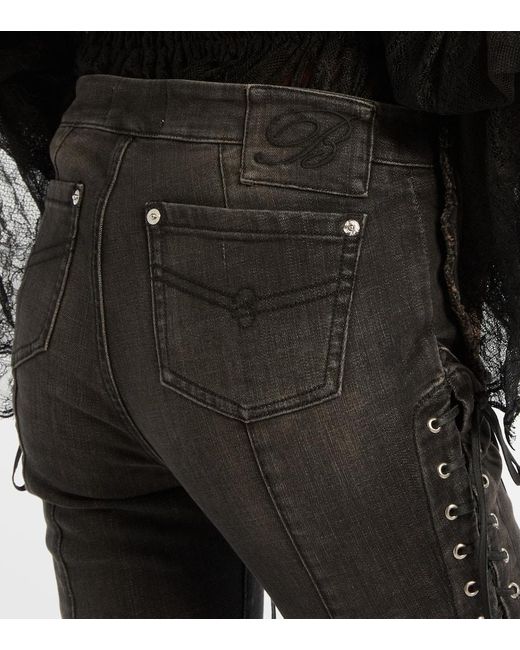 Blumarine Black Low-Rise Slim Flared Jeans
