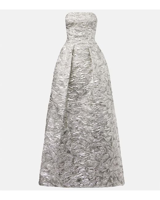 Monique Lhuillier White Jacquard Bustier Gown