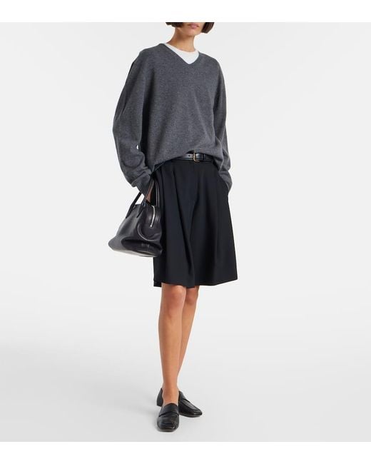 The Row Black Agnes Leather Tote Bag