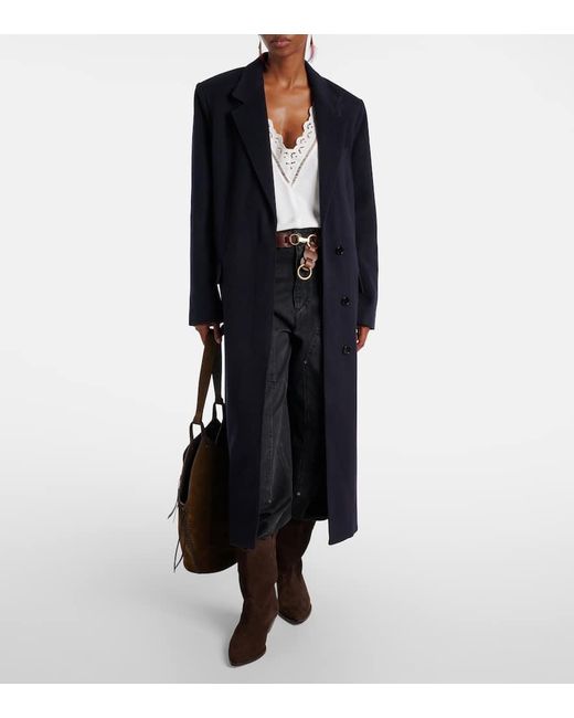 Isabel Marant Blue Mantel Ellenita Aus Einem Wollgemisch