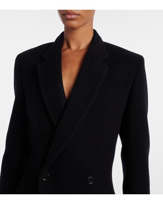 Balenciaga Black Double-Breasted Wool Coat