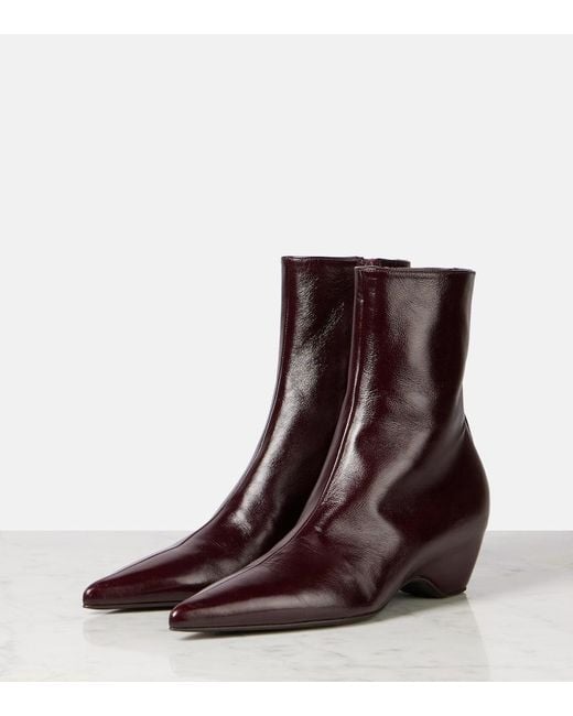 Khaite Brown Sybil 40 Leather Ankle Boots