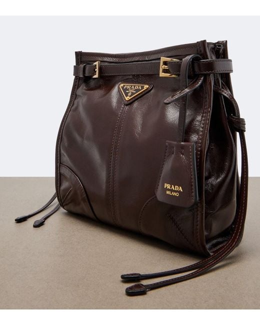 Prada Brown Bonnie Mini Leather Crossbody Bag