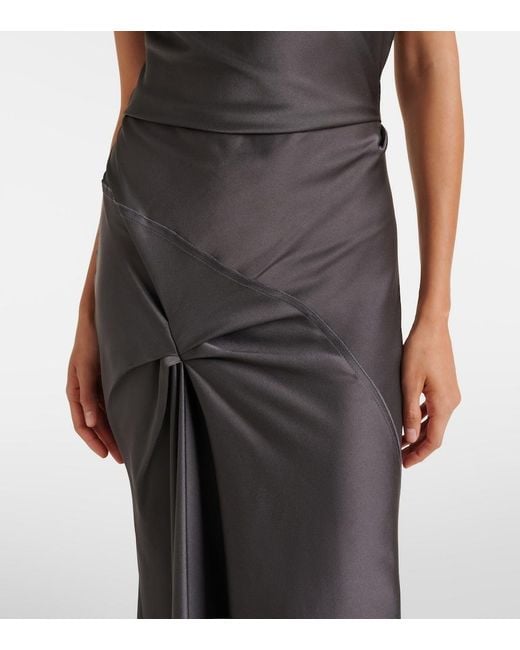 Victoria Beckham Black Posy Draped Gathered Crepe Satin Gown