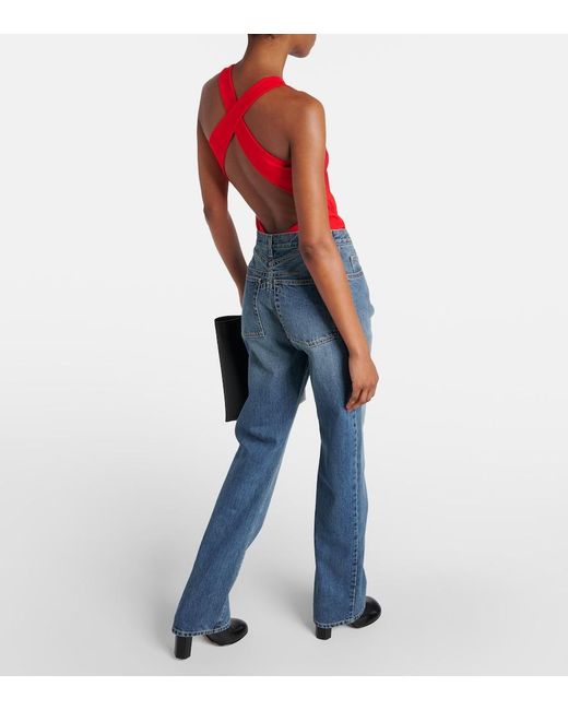 Alaïa Red Jersey Bodysuit