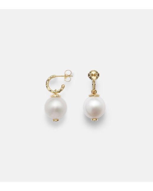 Octavia Elizabeth White 18Kt Drop Earrings With Diamonds And Pearls