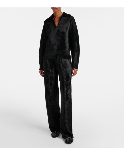 Alaïa Black Velvet Straight Pants