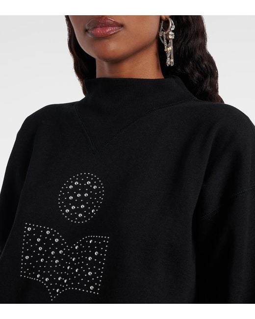 Isabel Marant Black Moby Logo Cotton-Blend Fleece Sweatshirt