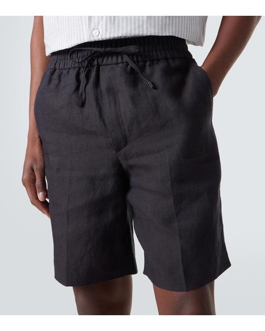 Bermudas De Lino Brioni de hombre de color Black