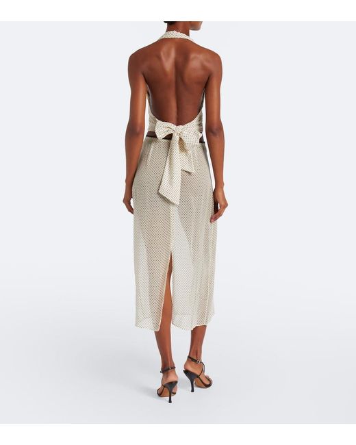 Hunza G White Polka-Dot Sheer Midi Skirt