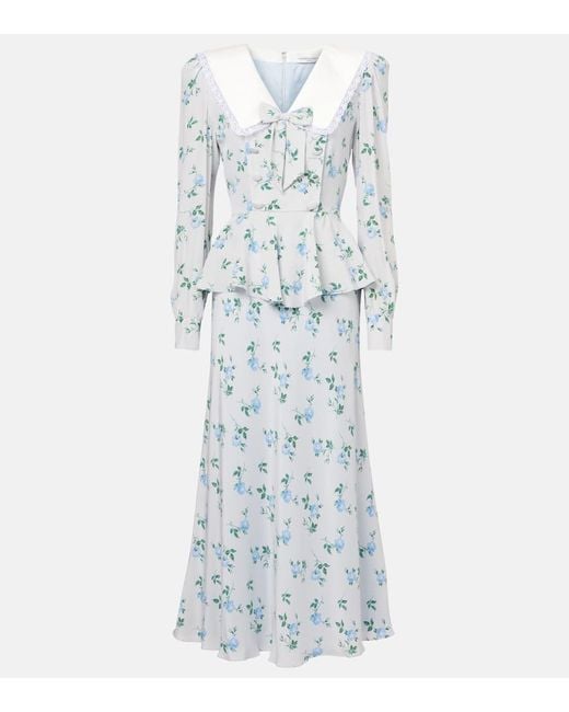 Alessandra Rich Blue Maxikleid Aus Seidensatin