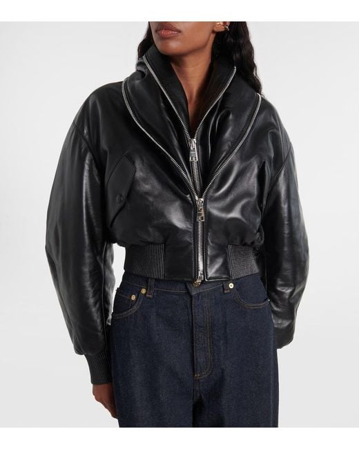 Givenchy Black Leather Bomber Jacket