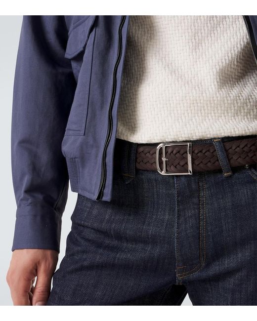 Brioni Brown Braided Suede Belt for men