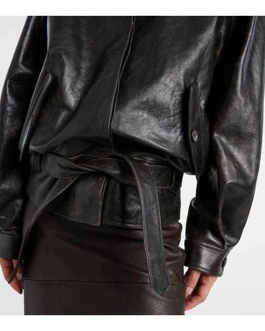 Magda Butrym Black Belted Leather Jacket