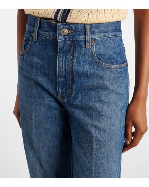 Valentino Blue Embellished Mid-Rise Straight Jeans