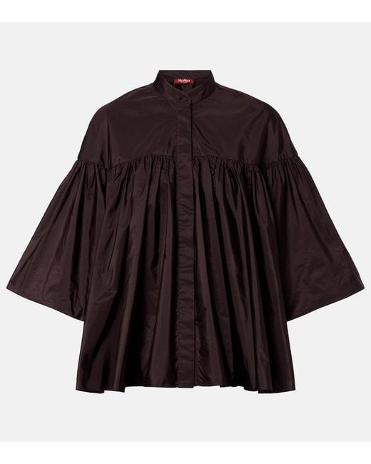 Max Mara Black Gathered Taffeta Shirt