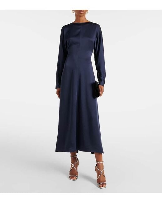 Jonathan Simkhai Blue Catriona Satin Midi Dress