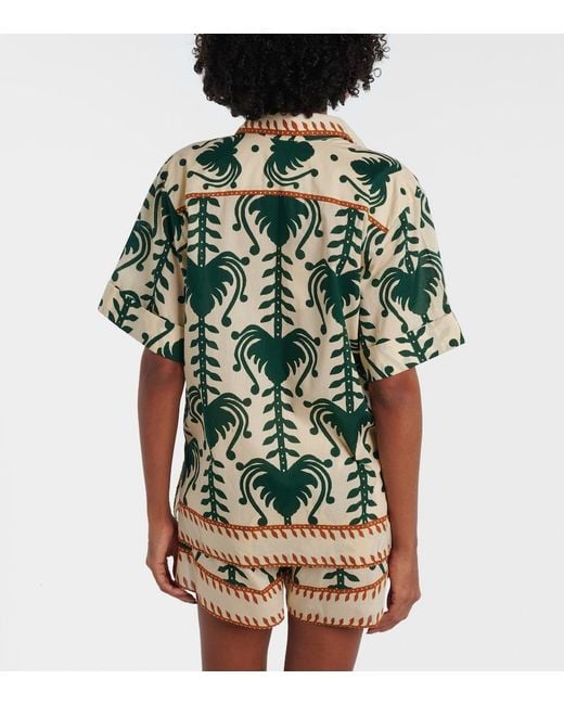 Johanna Ortiz Green Printed Cotton Shirt