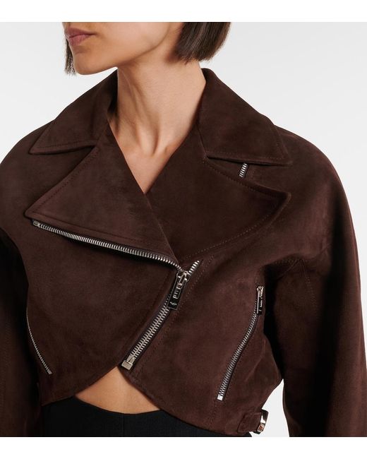 Alaïa Brown Cropped Suede Biker Jacket