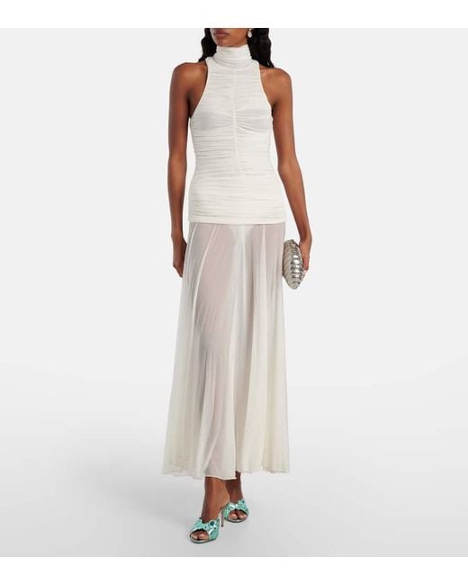 Aquazzura Green Ce Soir 75 Sequined Metallic Leather Mules