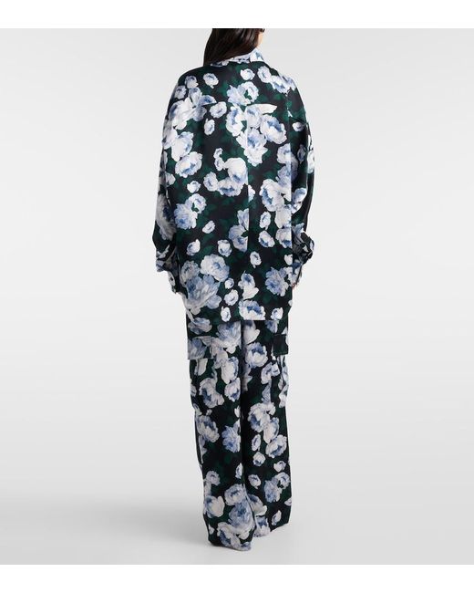 Stella McCartney Blue Printed Satin Pajama Pants