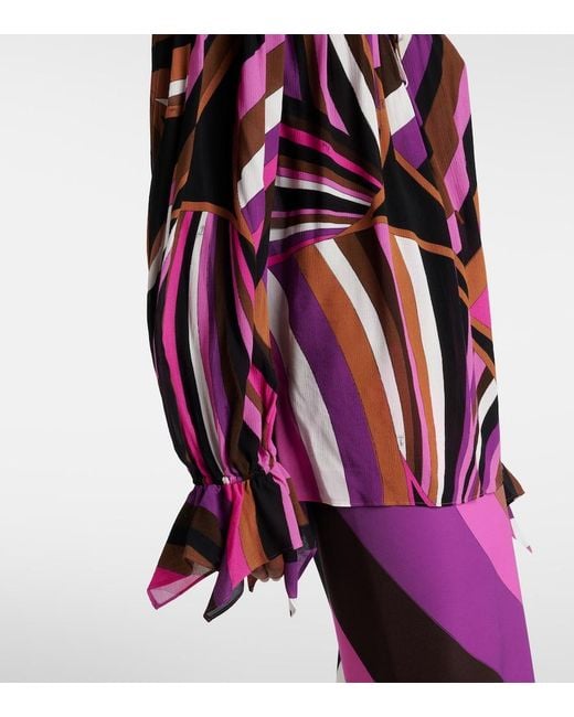 Emilio Pucci Pink Printed Viscose Long-Sleeve Top