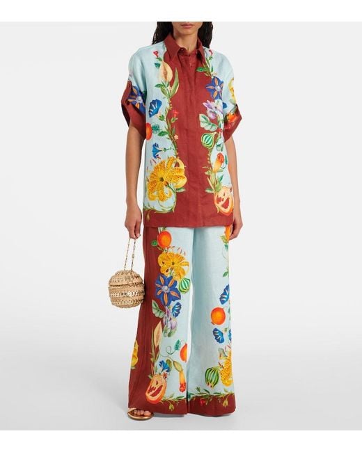 ALÉMAIS Multicolor Dahlia Floral Linen Shirt