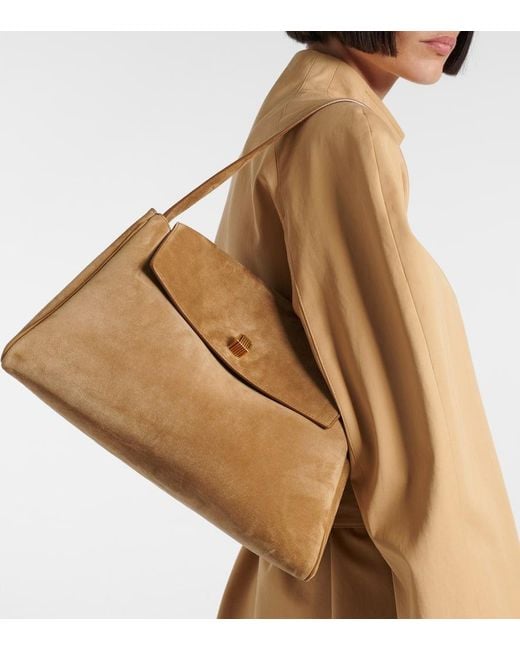 Khaite Natural Tote Bag Audrey Aus Veloursleder