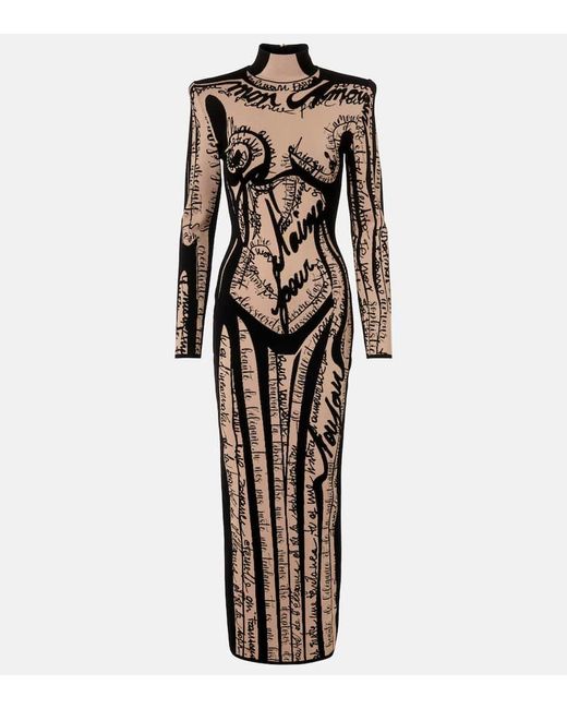 Balmain Natural Maxikleid Aus Strick