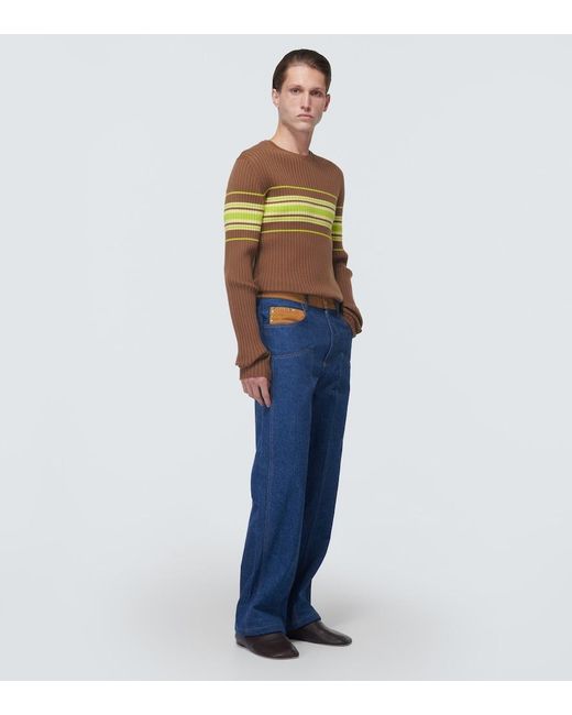 Wales Bonner Blue Cymbal Wide-Leg Jeans for men