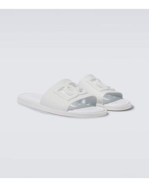 Dolce & Gabbana White Dg Cutout Slides for men